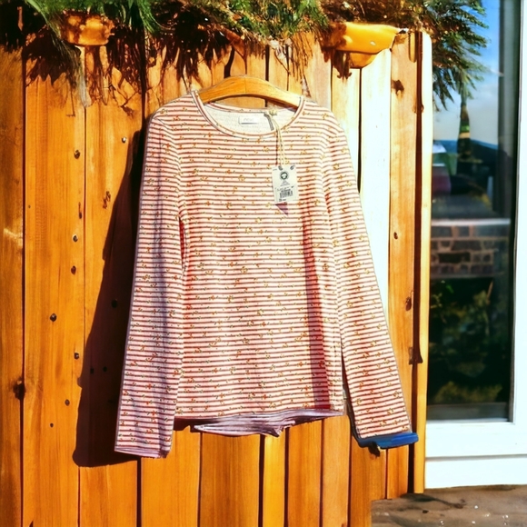 BNWT 10yrs NEXT kids organic cotton striped long sleeve floral stripes top Tee - Picture 7 of 9